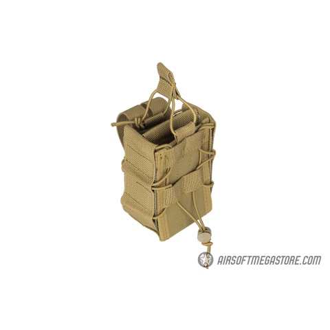 Lancer Tactical 1000D Nylon MOLLE Bungee Double Mag Pouch - TAN