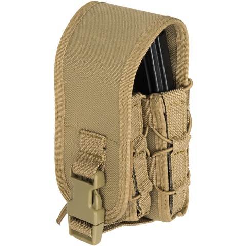 Lancer Tactical 1000D Nylon QD Buckle Pistol/Rifle Mag Pouch - TAN