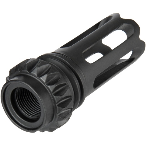 G-Force Steel 14mm CCW SCAR Style Airsoft Flashhider - BLACK