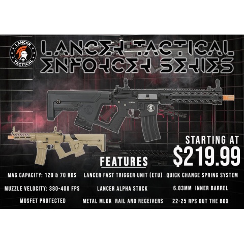 Lancer Tactical Low FPS Enforcer Needletail Skeleton M4 Airsoft Rifle (Color: Black)