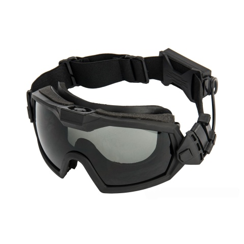 G-Force Full Seal Airsoft Goggles w/ Built-In Fan [Smoke/Clear Lens] - BLACK