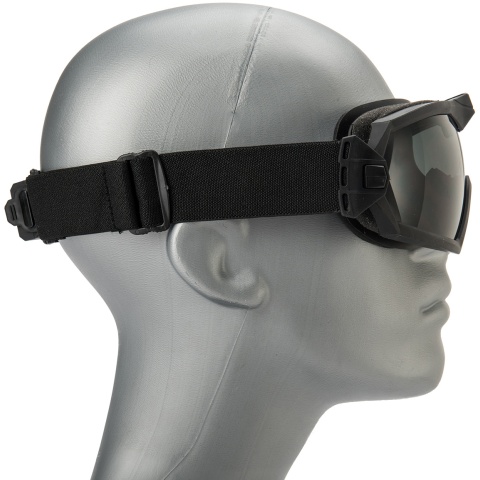G-Force Full Seal Airsoft Goggles w/ Built-In Fan [Smoke/Clear Lens] - BLACK