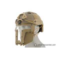 T-shaped Windowed Attachment Face Mask For Bump Helmets - TAN