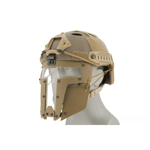 T-shaped Windowed Attachment Face Mask For Bump Helmets - TAN