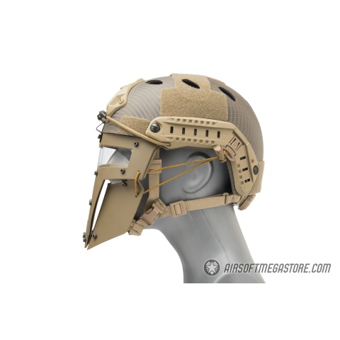 T-shaped Windowed Attachment Face Mask For Bump Helmets - TAN