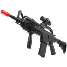 Well Fire MR733 M4 RIS Airsoft Spring Rifle w/ Adjustable Stock, Flashlight, Scope, Vertical Foregrip (Color: Black)