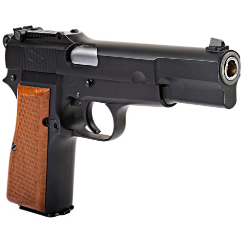 WE Tech Browning Hi-Power Gas Blowback Airsoft Pistol - BLACK/WOOD