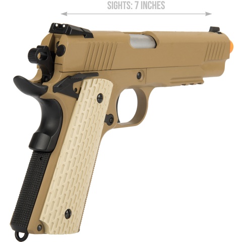 WE Tech Kimber Style 1911 Gas Blowback Airsoft Pistol - TAN