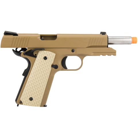 WE Tech Kimber Style 1911 Gas Blowback Airsoft Pistol - TAN