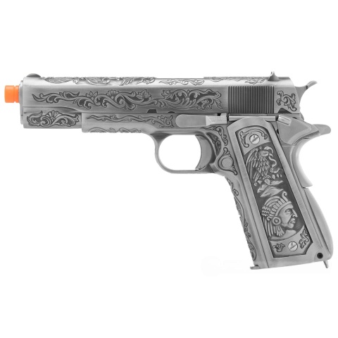 WE Tech Full Metal Gas Blowback Floral Pattern 1911 - SILVER