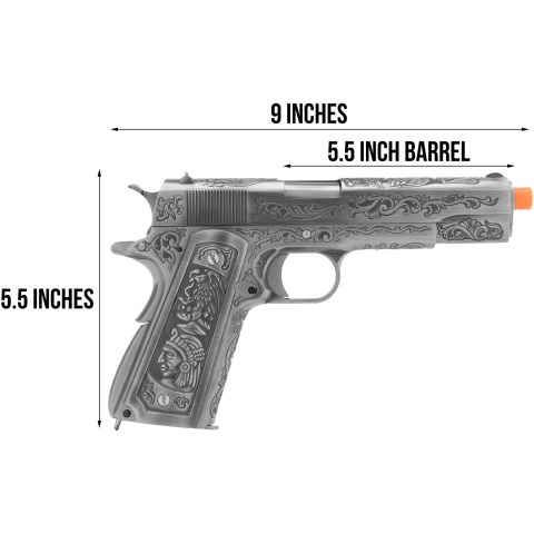 WE Tech Full Metal Gas Blowback Floral Pattern 1911 - SILVER