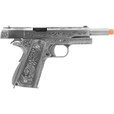 WE Tech Full Metal Gas Blowback Floral Pattern 1911 - SILVER