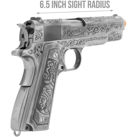 WE Tech Full Metal Gas Blowback Floral Pattern 1911 - SILVER