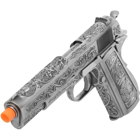 WE Tech Full Metal Gas Blowback Floral Pattern 1911 - SILVER