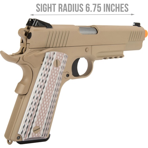 WE Tech Full Metal 1911 M45A1 Gas Blowback Airsoft Pistol - TAN
