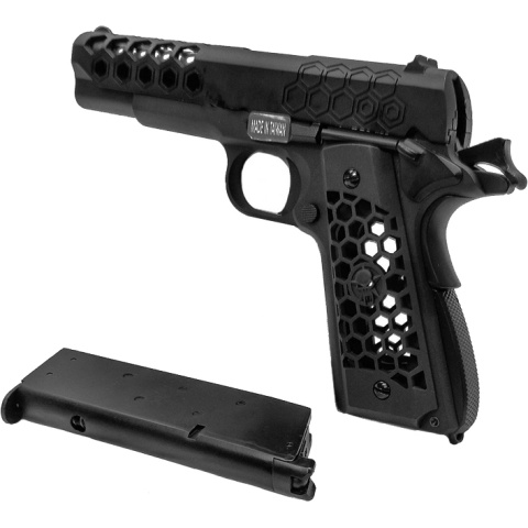 WE Tech 1911 Hex Cut Gen. 2 Gas Blowback Airsoft Pistol - BLACK