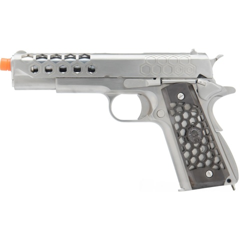 WE Tech 1911 Hex Cut Gen. 2 Gas Blowback Airsoft Pistol - SILVER