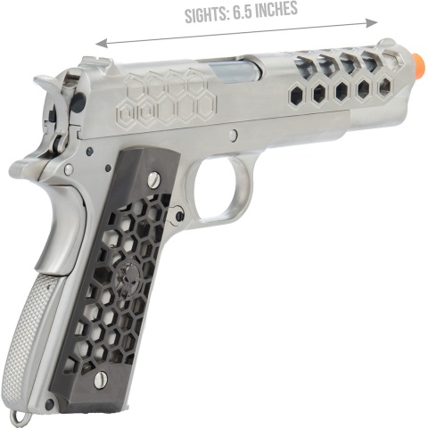 WE Tech 1911 Hex Cut Gen. 2 Gas Blowback Airsoft Pistol - SILVER