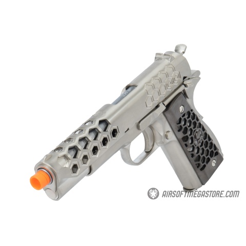 WE Tech 1911 Hex Cut Gen. 2 Gas Blowback Airsoft Pistol - SILVER
