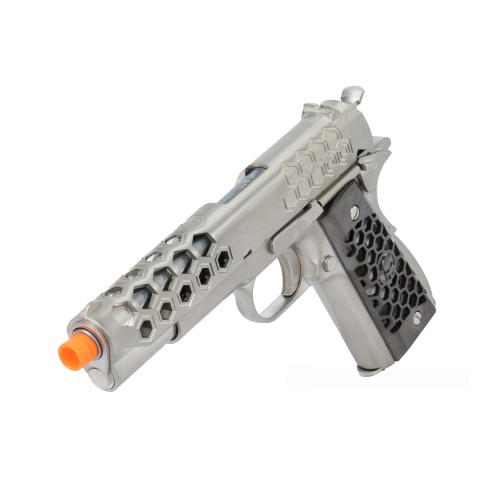 WE Tech 1911 Hex Cut Gen. 2 Gas Blowback Airsoft Pistol - SILVER
