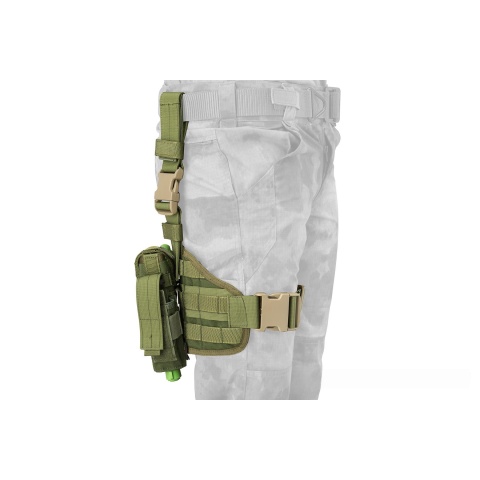 Flyye Industries Tactical Drop Leg MOLLE Pistol Holster - OD GREEN