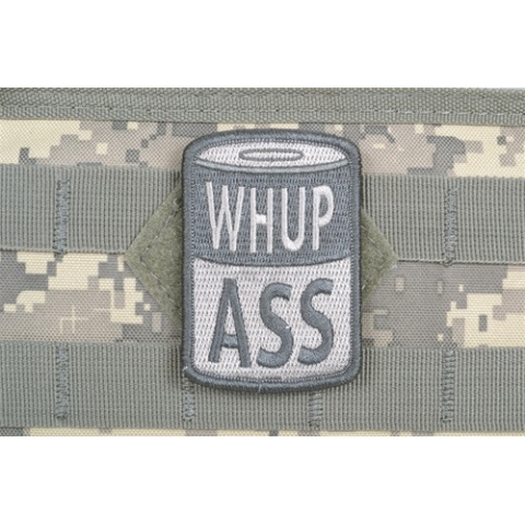 AMS Airsoft Whup Ass Patch - GRAY/ ACU - Premium Hi-Fidelity Series