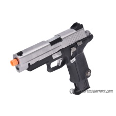 WE-Tech P-Virus Two Tone Full Metal Gas Blowback Airsoft Pistol w/ LED Display Case  (Color: Black & Silver)