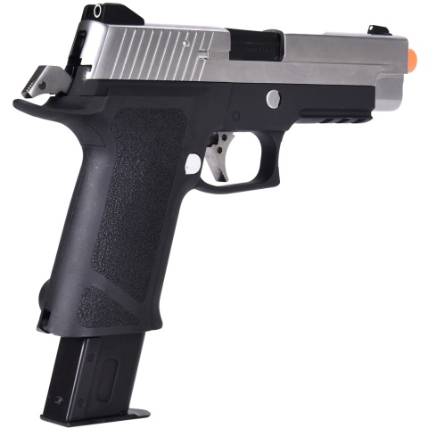 WE-Tech P-Virus Two Tone Full Metal Gas Blowback Airsoft Pistol w/ LED Display Case  (Color: Black & Silver)