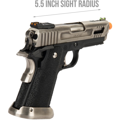 WE Tech 3.8 Hi-Capa Velociraptor Gas Blowback Airsoft Pistol - SILVER
