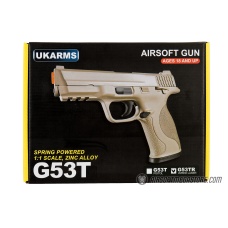 UK ARMS G53 Airsoft Spring Pistol w/ Laser - TAN
