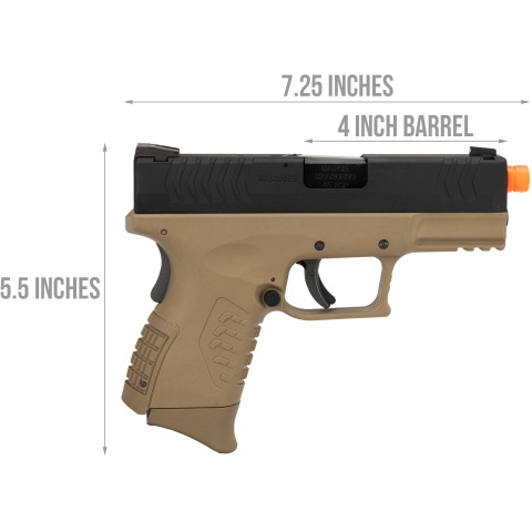 WE Tech X-Tactical 3.8 Compact Gas Blowback Airsoft Pistol - TAN