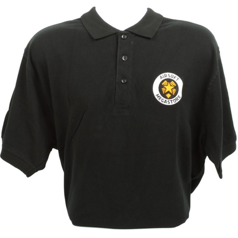 Airsoft Megastore Logo Premium Polo Shirt - BLACK - 100% Cotton