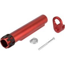 Lancer Tactical Buffer Tube, Extended End Plate, and Enhanced Castle Nut - RED