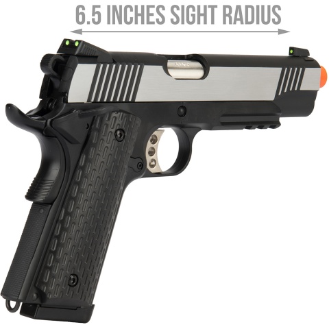 Army Armament Full Metal R28 1911 Desert Warrior GBB Airsoft Pistol - BLACK / SILVER