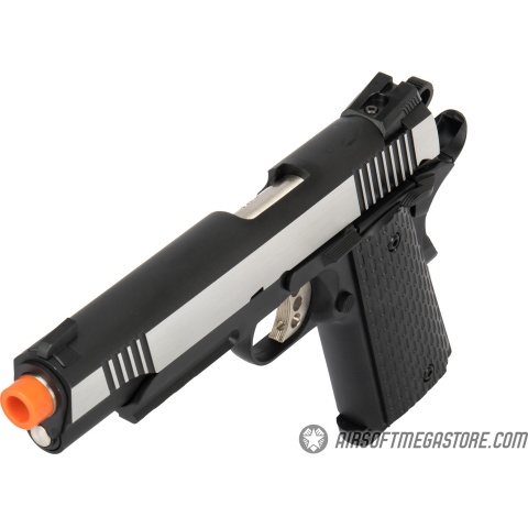 Army Armament Full Metal R28 1911 Desert Warrior GBB Airsoft Pistol - BLACK / SILVER