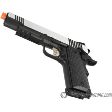 Army Armament Full Metal R28 1911 Desert Warrior GBB Airsoft Pistol - BLACK / SILVER