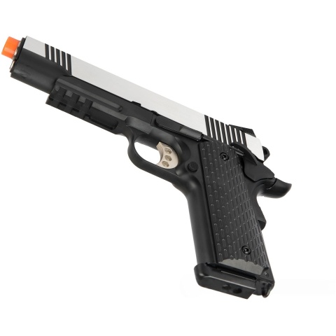 Army Armament Full Metal R28 1911 Desert Warrior GBB Airsoft Pistol - BLACK / SILVER