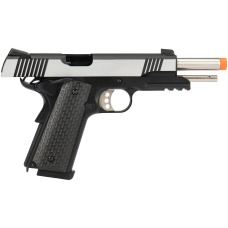 Army Armament Full Metal R28 1911 Desert Warrior GBB Airsoft Pistol - BLACK / SILVER