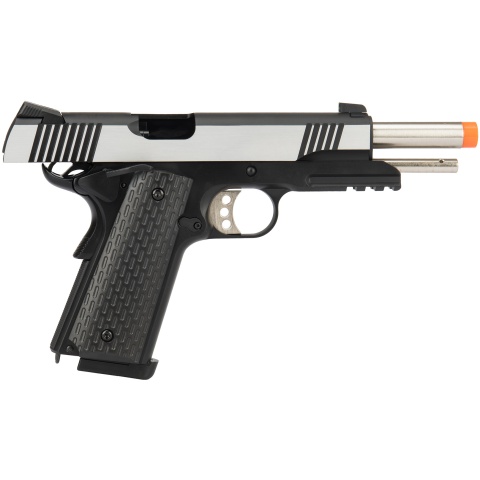 Army Armament Full Metal R28 1911 Desert Warrior GBB Airsoft Pistol - BLACK / SILVER