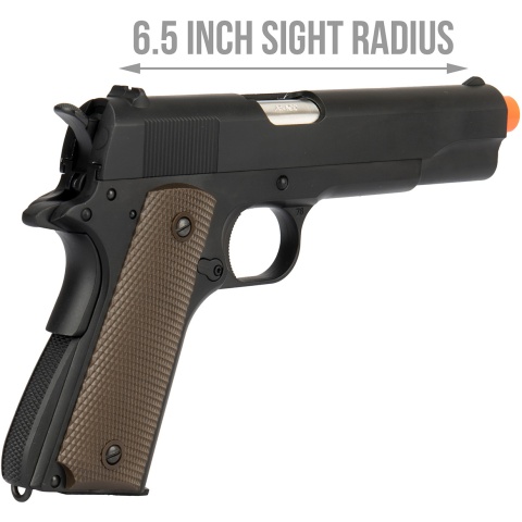 Army Armament Full Metal R31 1911 Gas Blowback Airsoft Pistol w/ Silver Barrel - BLACK