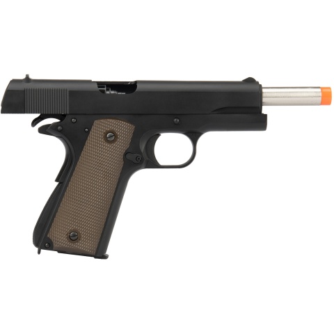 Army Armament Full Metal R31 1911 Gas Blowback Airsoft Pistol w/ Silver Barrel - BLACK