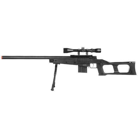 WellFire MK96 Covert Airsoft Sniper Rifle w/ Scope & Bipod - BLACK