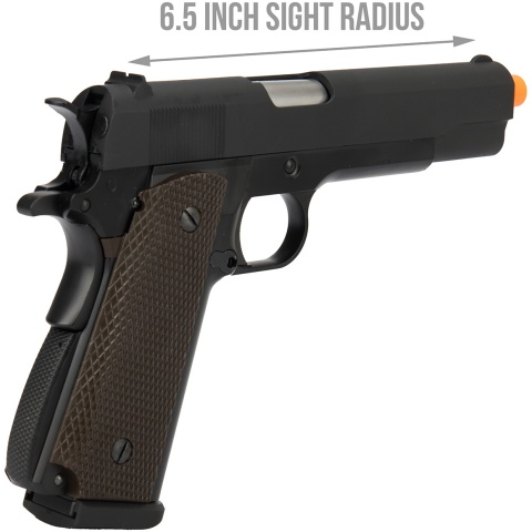 WE Tech 1911 High Capacity Full Metal Airsoft Gas Blowback Pistol - BLACK