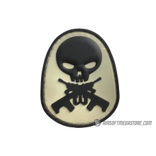 G-Force Skull and Rifle Bones PVC Morale Patch - BLACK