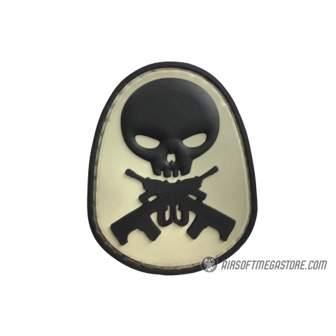 G-Force Skull and Rifle Bones PVC Morale Patch - BLACK