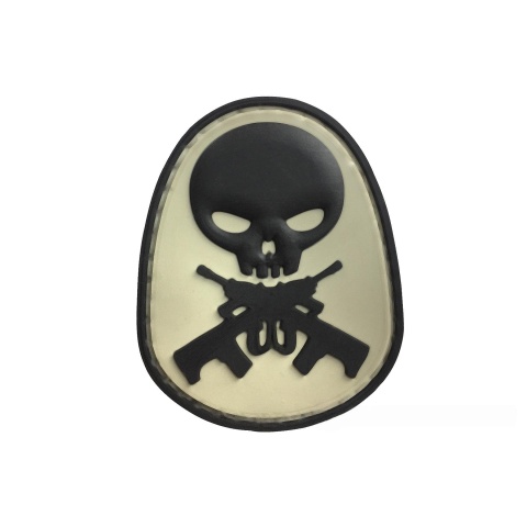 G-Force Skull and Rifle Bones PVC Morale Patch - BLACK