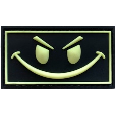 G-Force Evil Smiley Face PVC Morale Patch [Glow in the Dark] - BLACK / GREEN