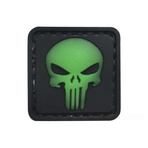 G-Force Punishing Skull Glow in the Dark PVC Morale Patch - BLACK / GREEN