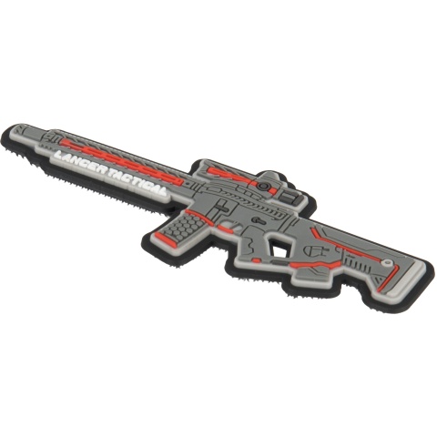 Lancer Tactical LT-34 Rifle PVC Morale Patch - GRAY / RED