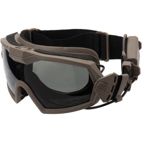 G-Force Full Seal Airsoft Goggles w/ Built-In Fan [Smoke/Clear Lens] - TAN